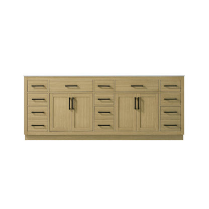 Alden 84 Inch Double Bathroom Vanity In Honey Brown