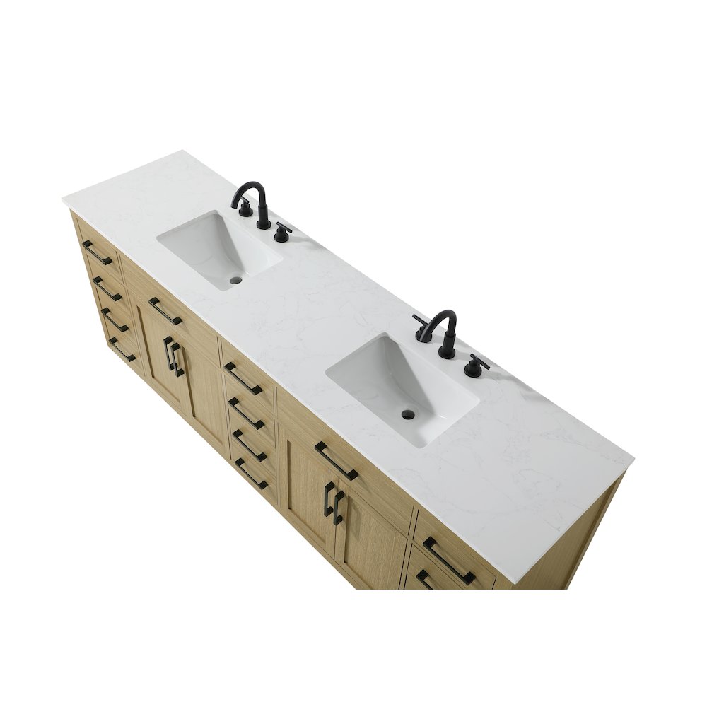Alden 84 Inch Double Bathroom Vanity In Honey Brown