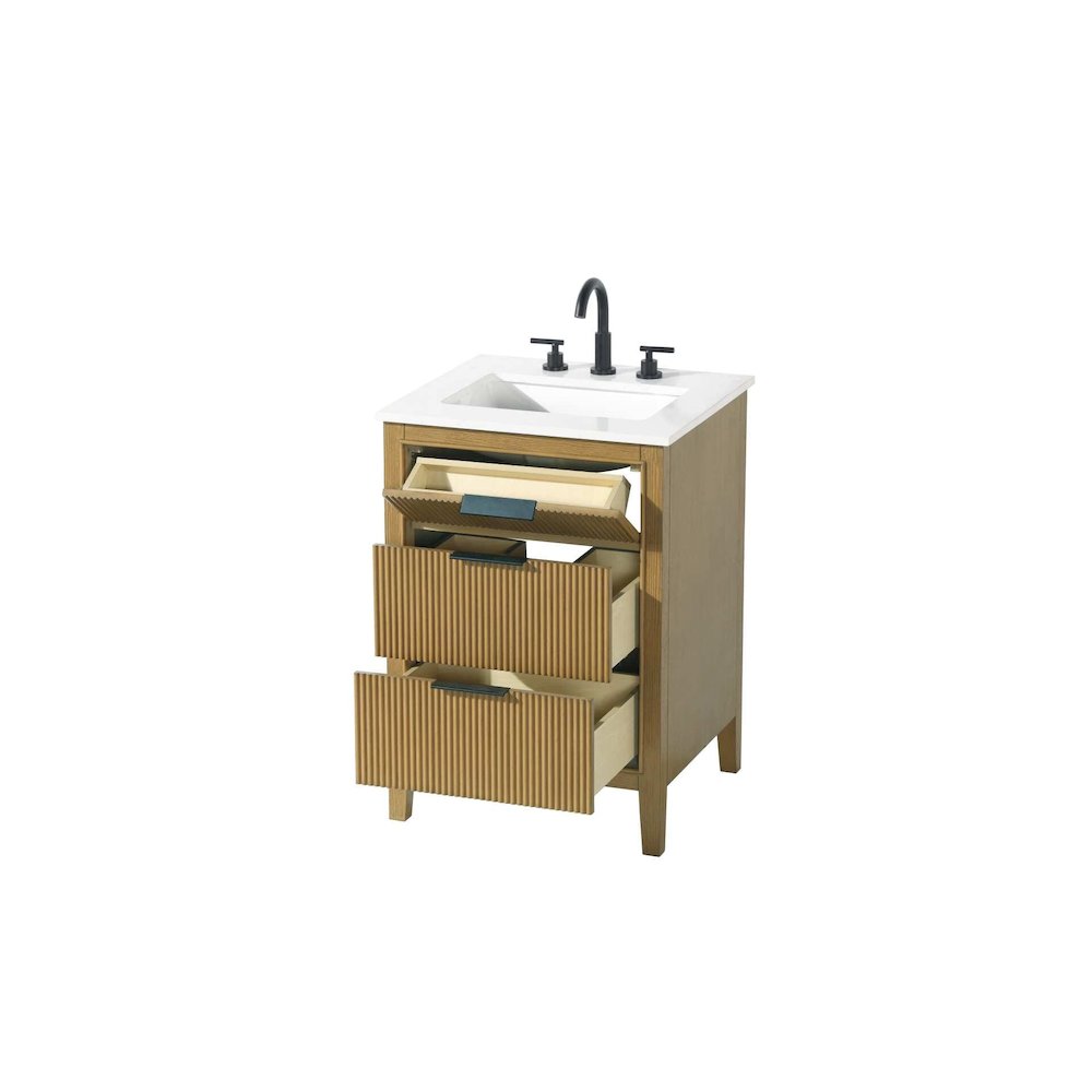 24 inch Single Bathroom Vanity in Honey Teak