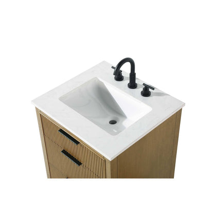 24 inch Single Bathroom Vanity in Honey Teak