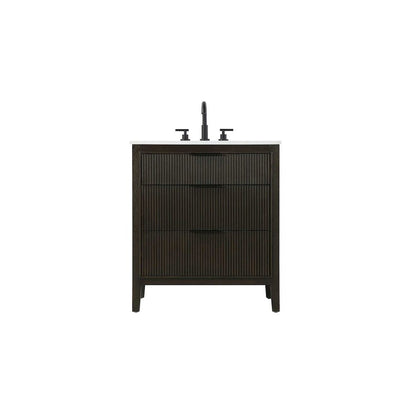 30 inch Single Bathroom Vanity in Chocolate Oak