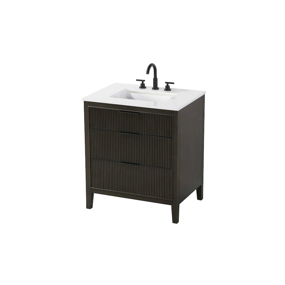 30 inch Single Bathroom Vanity in Chocolate Oak
