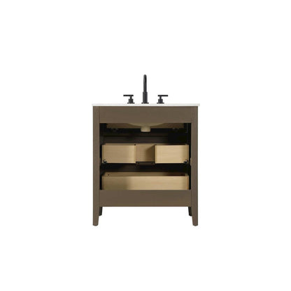 30 inch Single Bathroom Vanity in Chocolate Oak