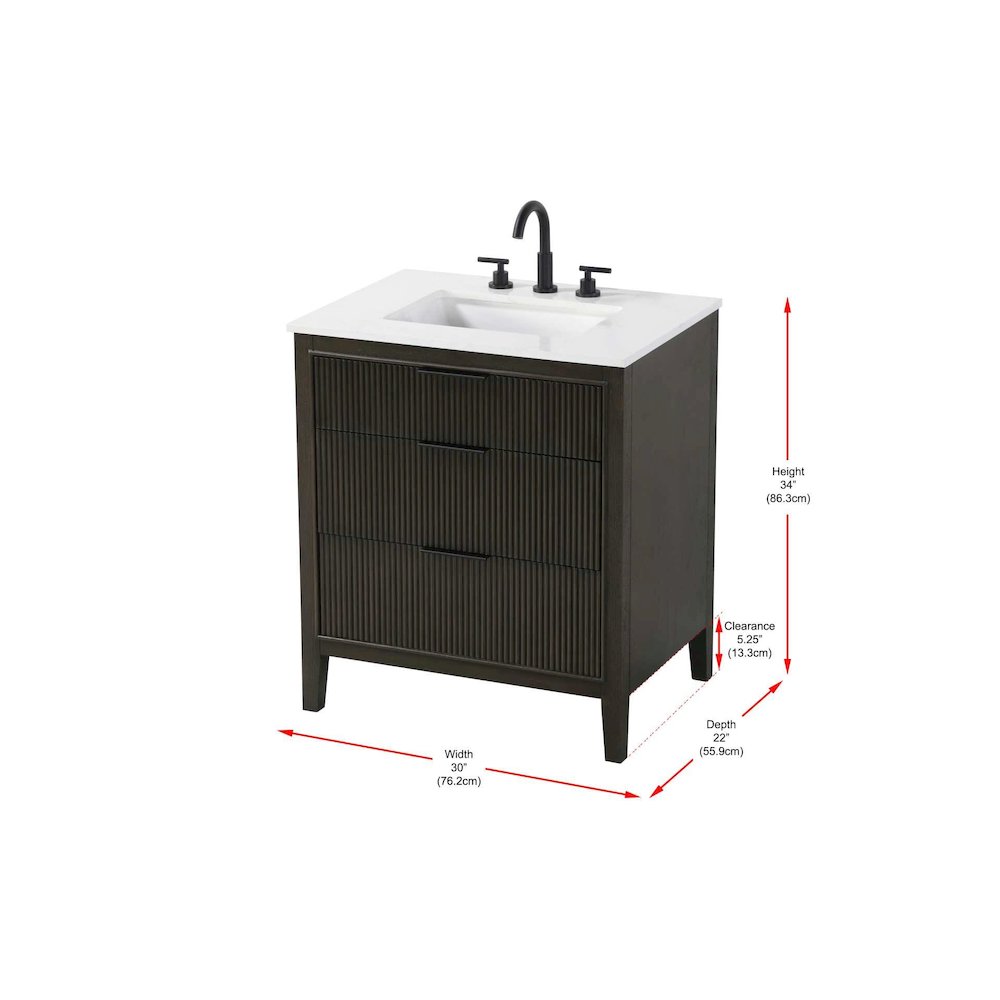 30 inch Single Bathroom Vanity in Chocolate Oak