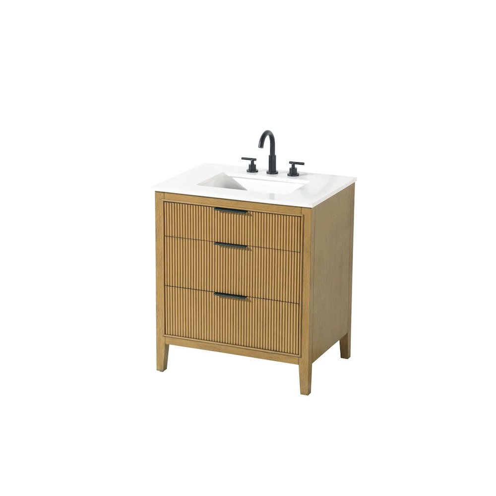 30 inch Single Bathroom Vanity in Honey Teak