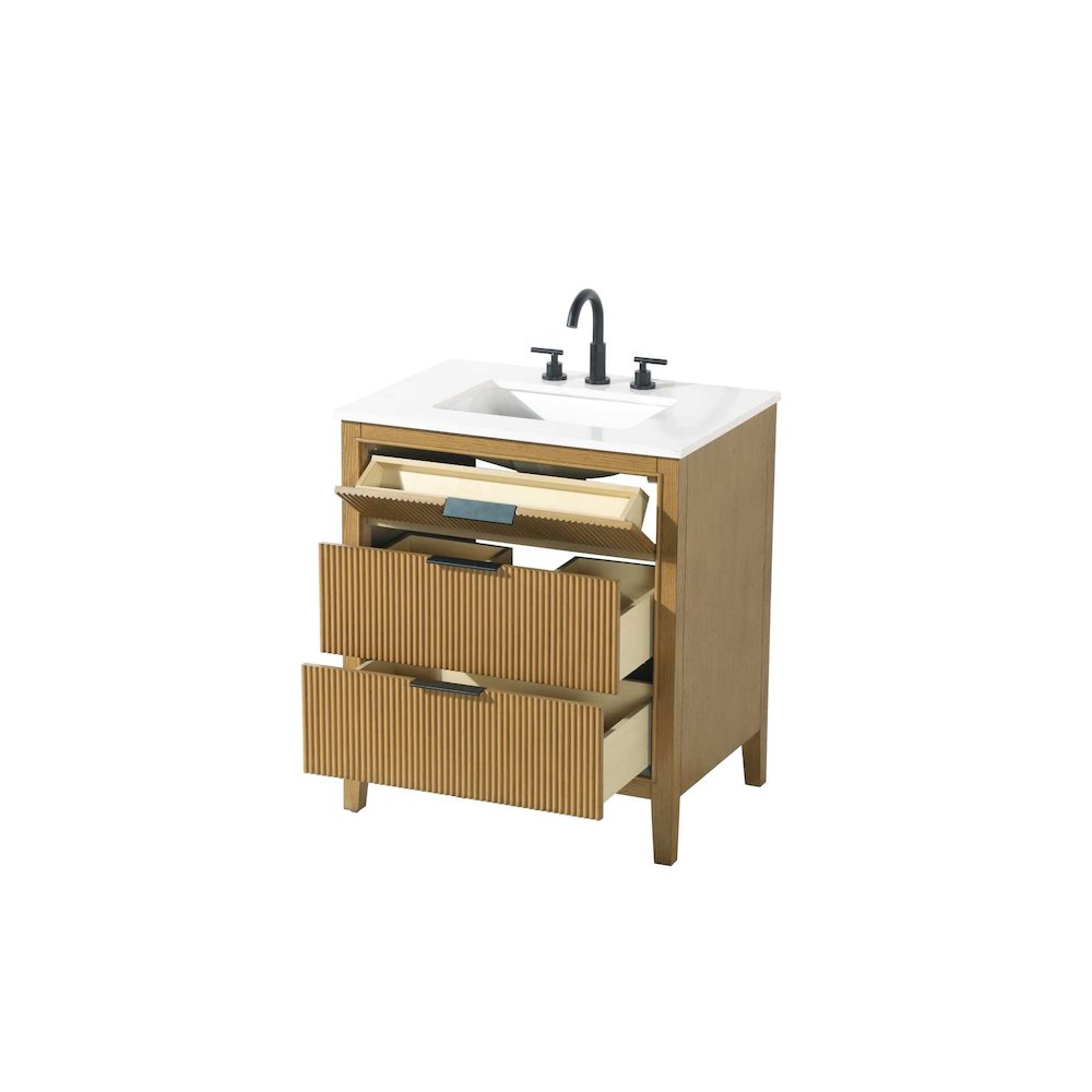 30 inch Single Bathroom Vanity in Honey Teak