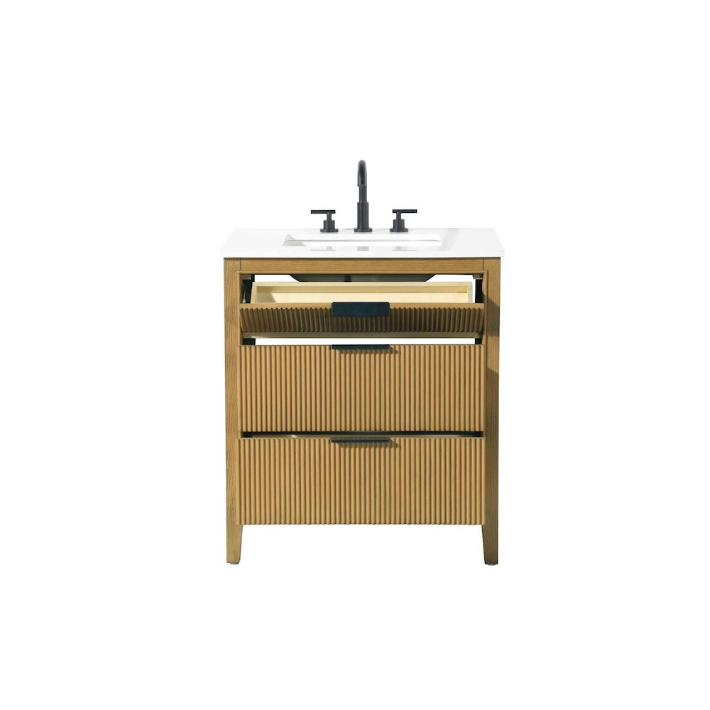 30 inch Single Bathroom Vanity in Honey Teak