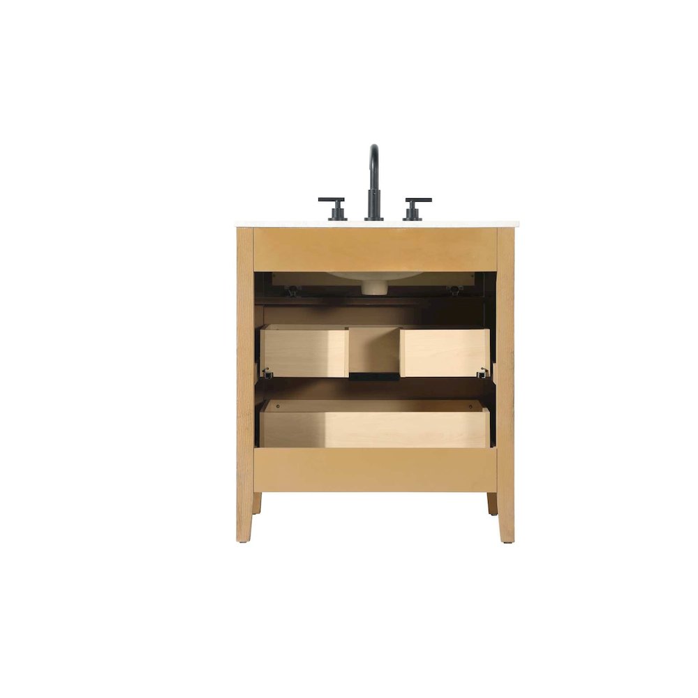 30 inch Single Bathroom Vanity in Honey Teak