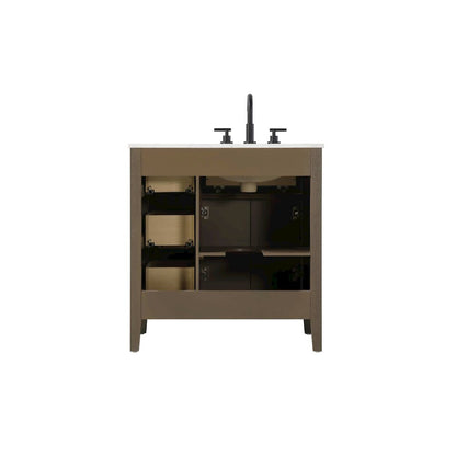 32 inch Single Bathroom Vanity in Chocolate Oak
