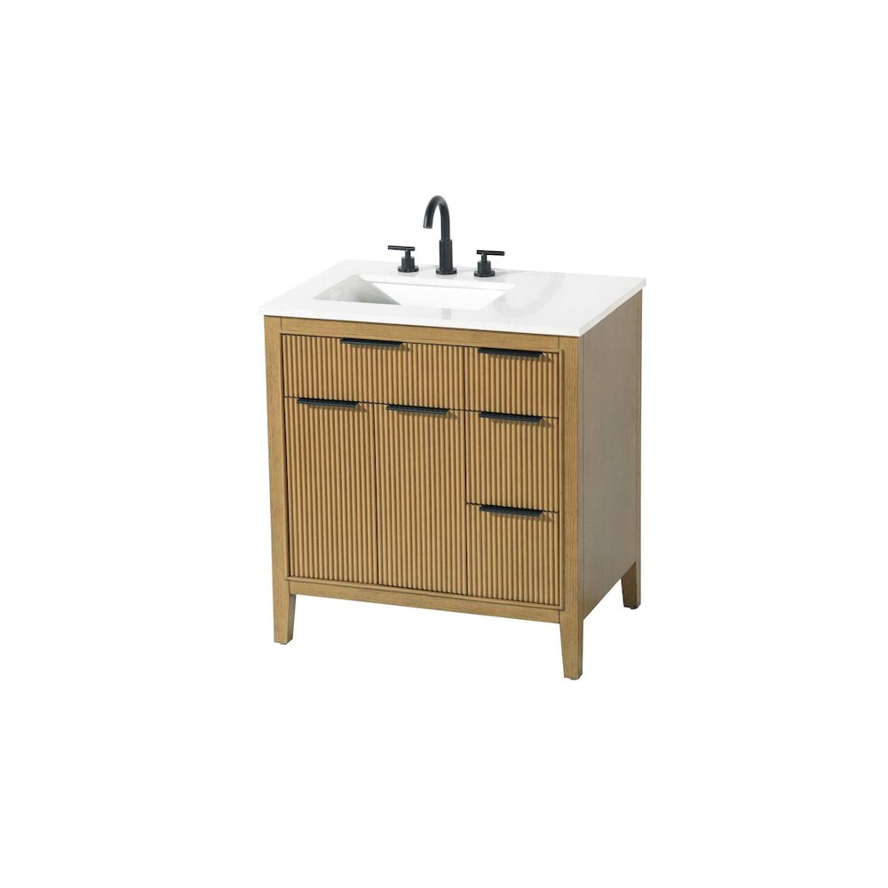 32 inch Single Bathroom Vanity in Honey Teak