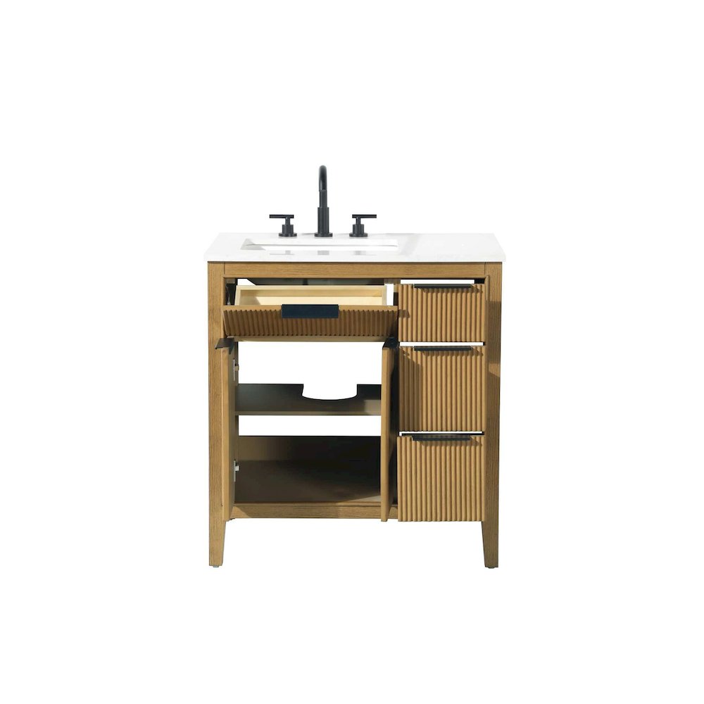 32 inch Single Bathroom Vanity in Honey Teak