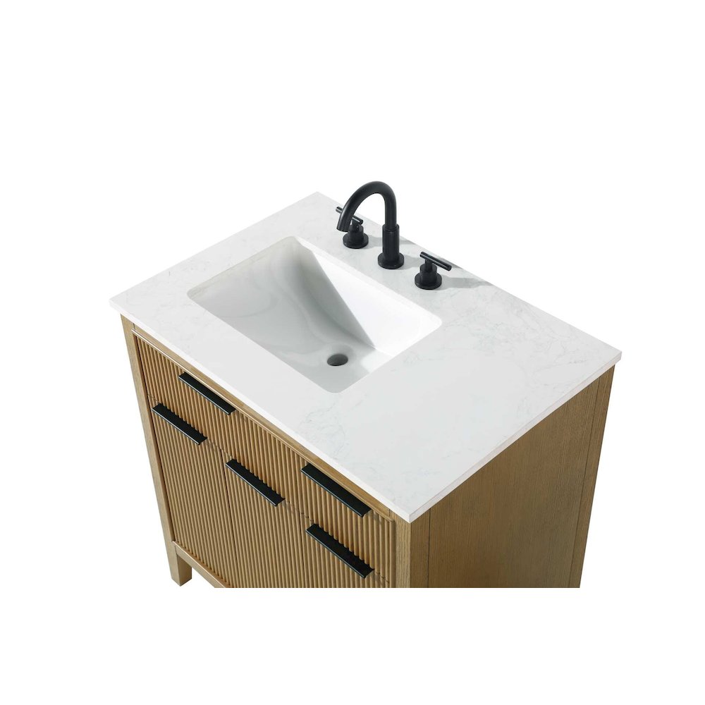 32 inch Single Bathroom Vanity in Honey Teak