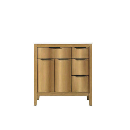 32 inch Single Bathroom Vanity in Honey Teak