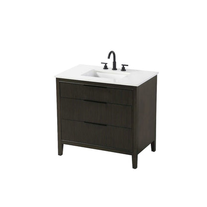 36 inch Single Bathroom Vanity in Chocolate Oak