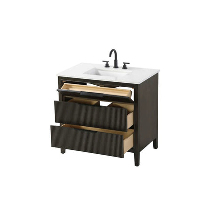 36 inch Single Bathroom Vanity in Chocolate Oak