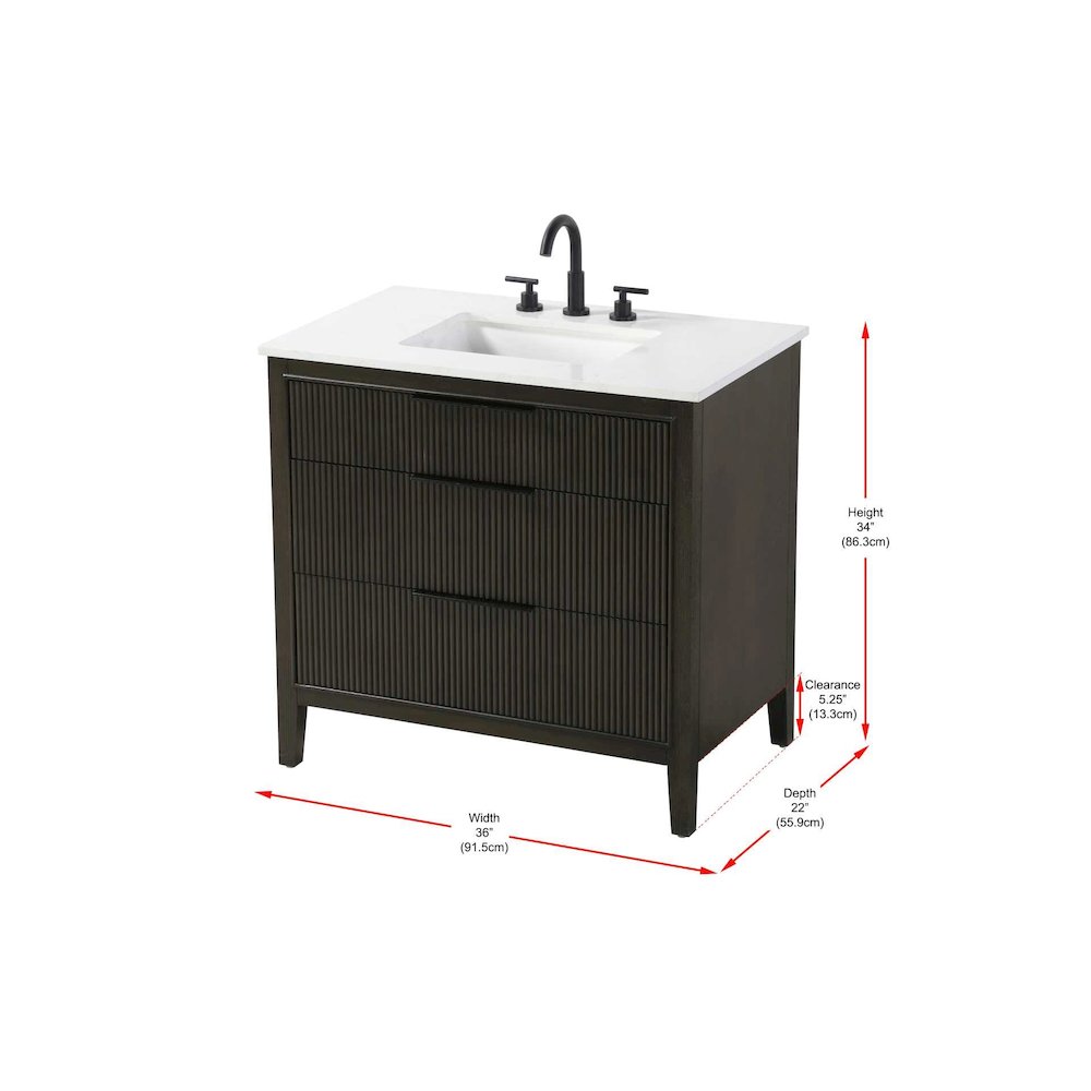 36 inch Single Bathroom Vanity in Chocolate Oak