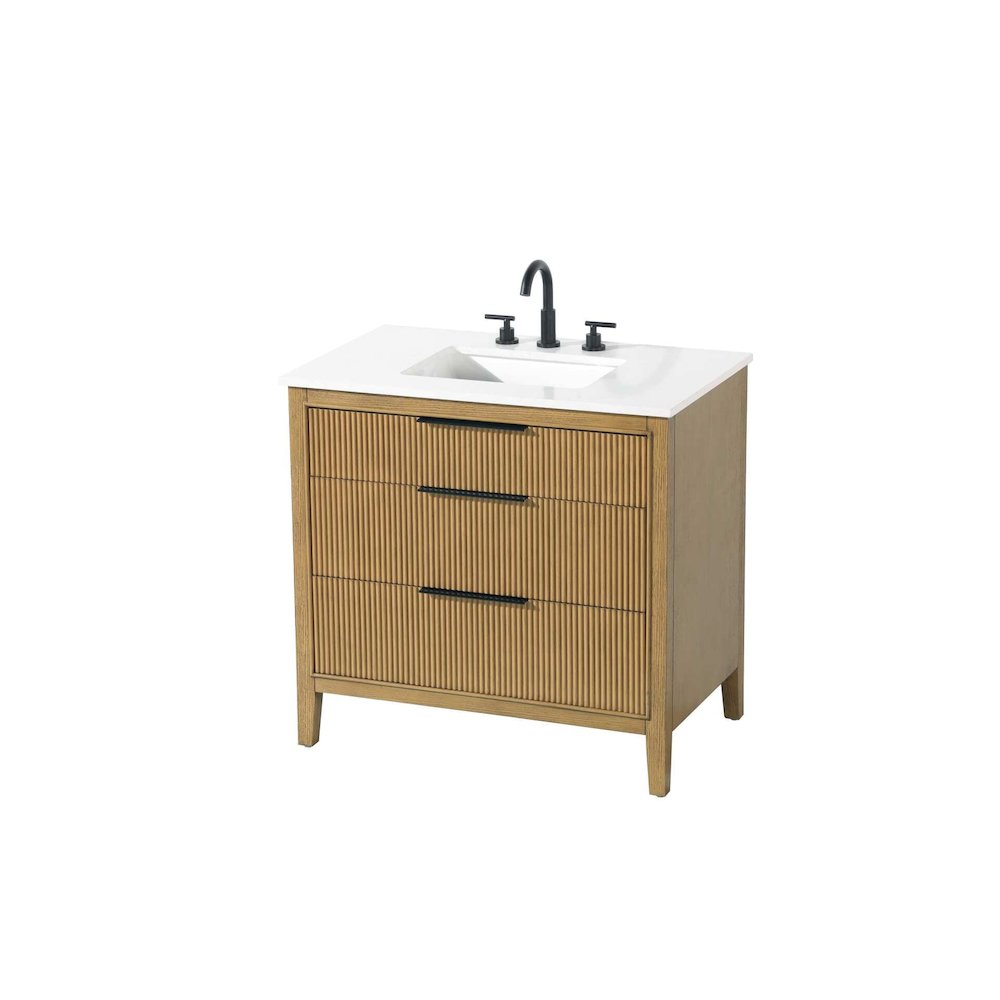 36 inch Single Bathroom Vanity in Honey Teak