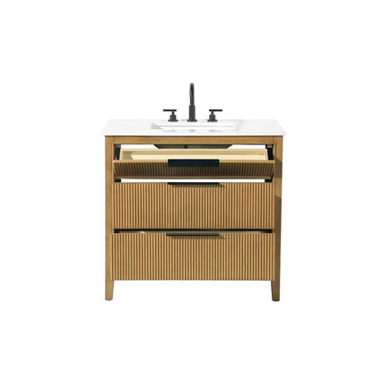 36 inch Single Bathroom Vanity in Honey Teak