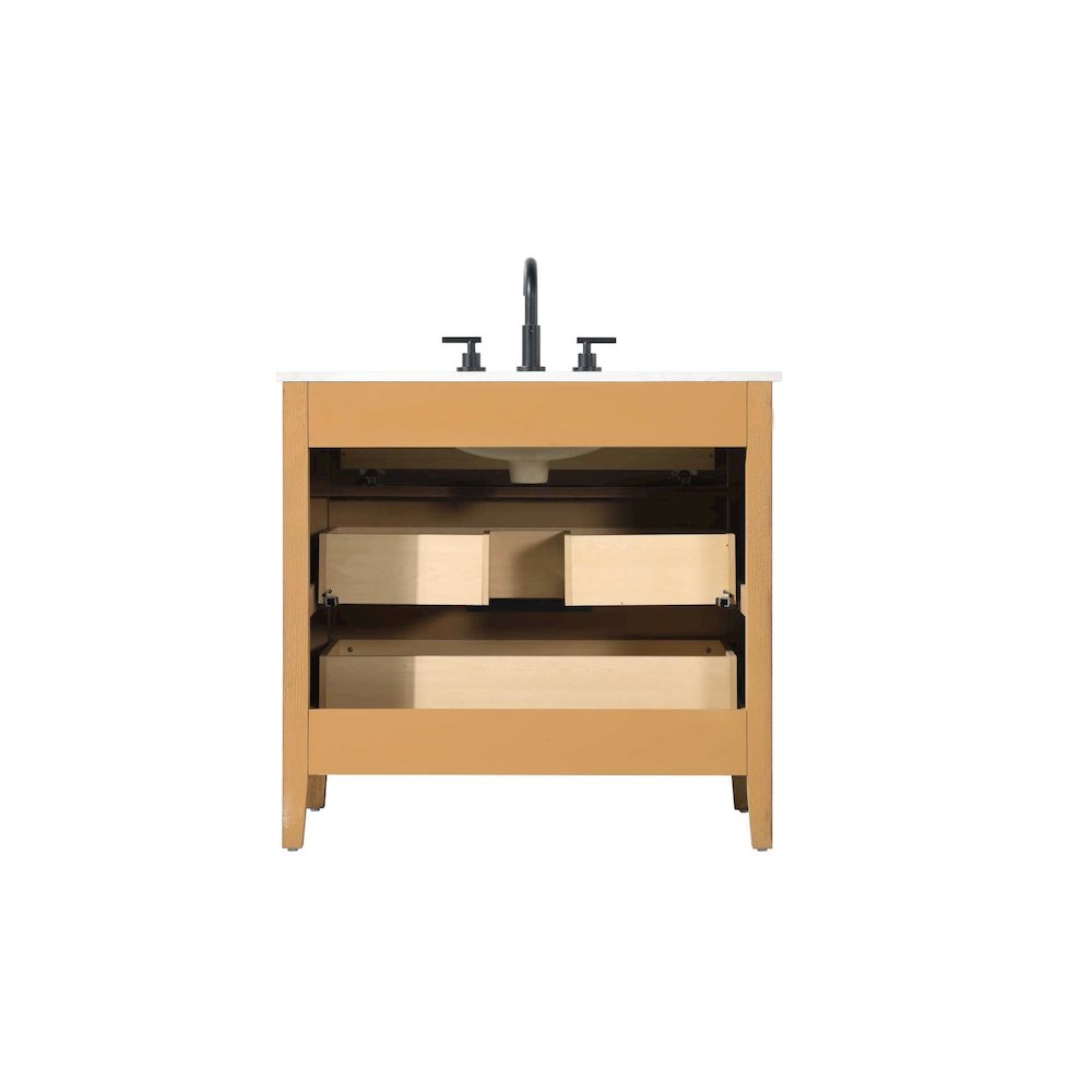 36 inch Single Bathroom Vanity in Honey Teak