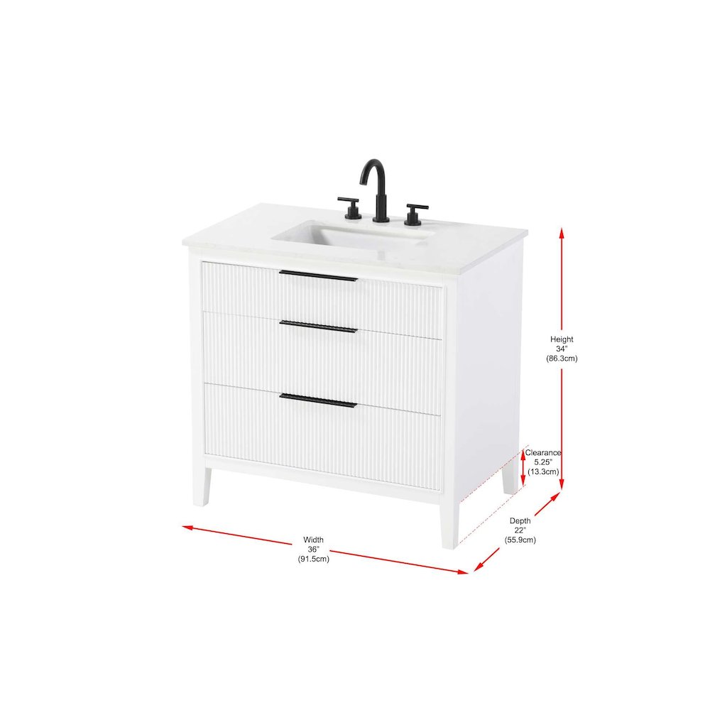 36 inch Single Bathroom Vanity in White