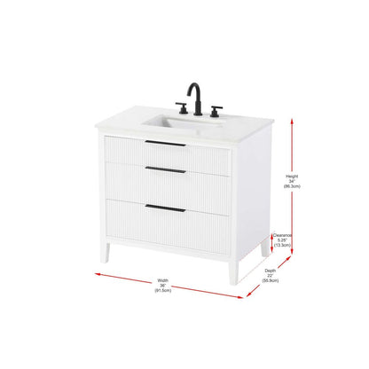 36 inch Single Bathroom Vanity in White