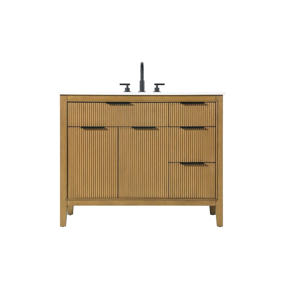 42 inch Single Bathroom Vanity in Honey Teak