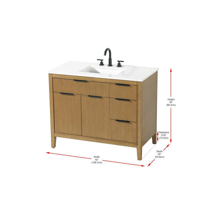 42 inch Single Bathroom Vanity in Honey Teak