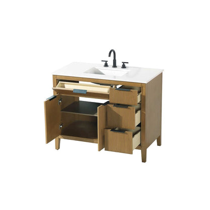 42 inch Single Bathroom Vanity in Honey Teak