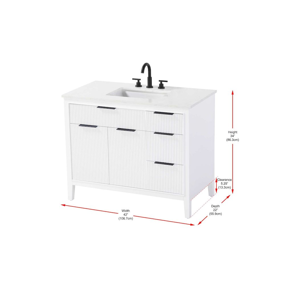 42 inch Single Bathroom Vanity in White