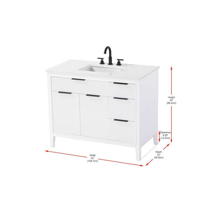 42 inch Single Bathroom Vanity in White