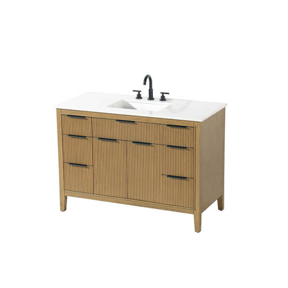 48 inch Single Bathroom Vanity in Honey Teak
