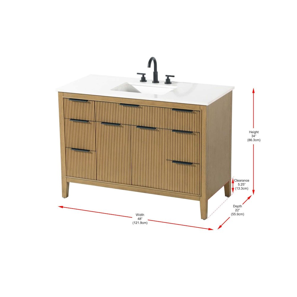 48 inch Single Bathroom Vanity in Honey Teak