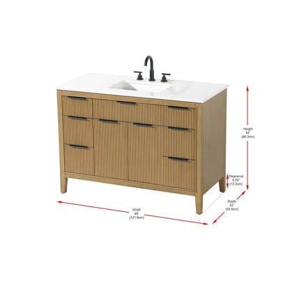 48 inch Single Bathroom Vanity in Honey Teak