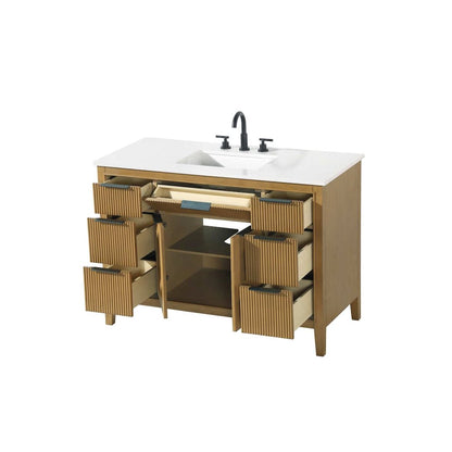 48 inch Single Bathroom Vanity in Honey Teak