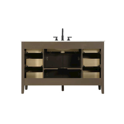 54 inch Single Bathroom Vanity in Chocolate Oak