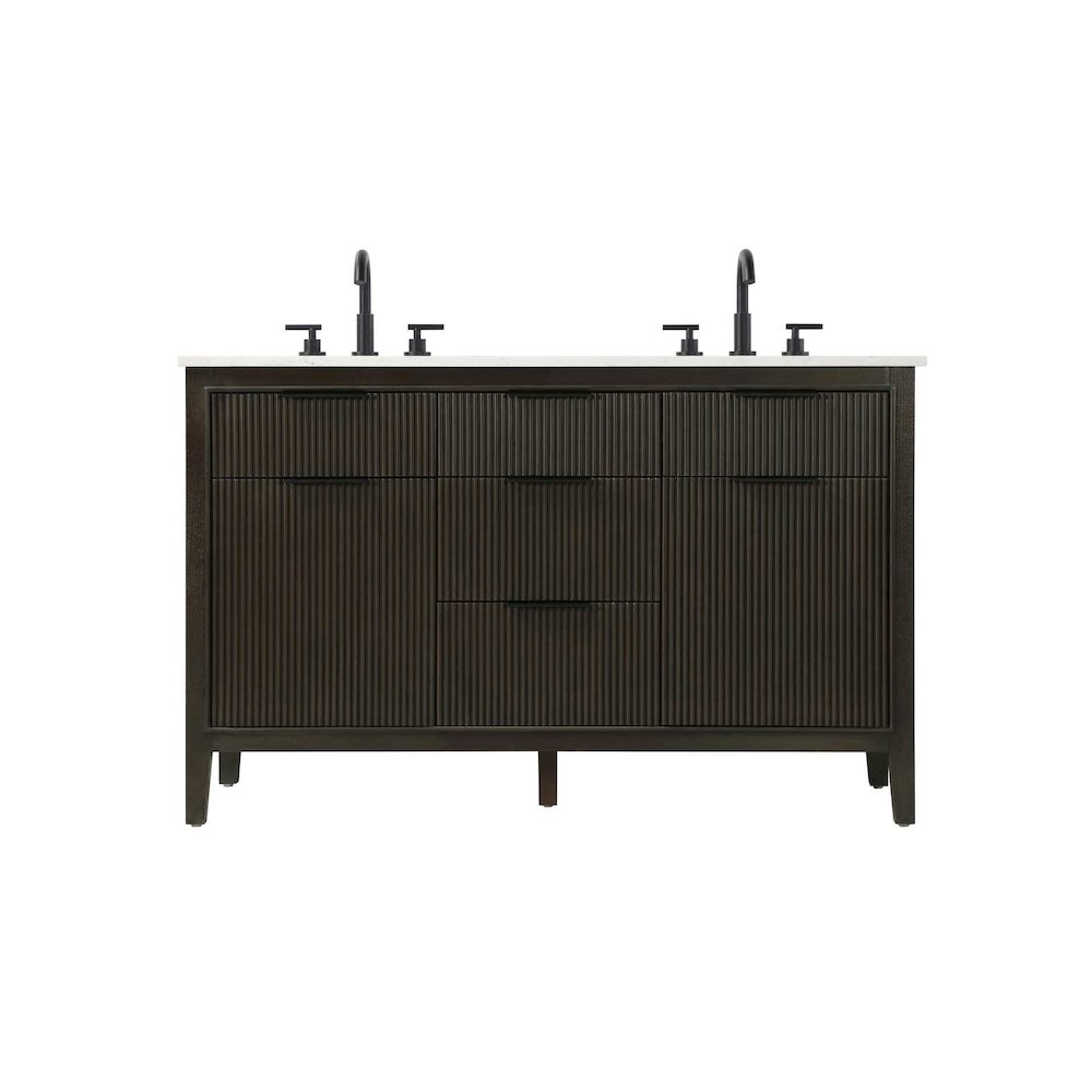 54 inch Double Bathroom Vanity in Chocolate Oak