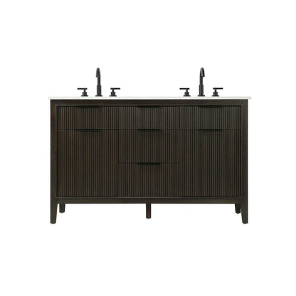 54 inch Double Bathroom Vanity in Chocolate Oak