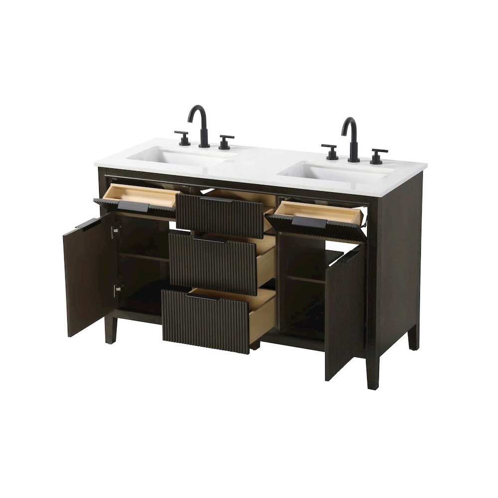 54 inch Double Bathroom Vanity in Chocolate Oak