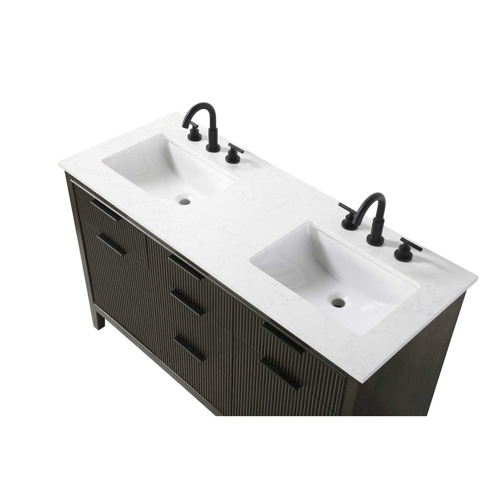 54 inch Double Bathroom Vanity in Chocolate Oak