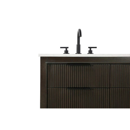 54 inch Double Bathroom Vanity in Chocolate Oak