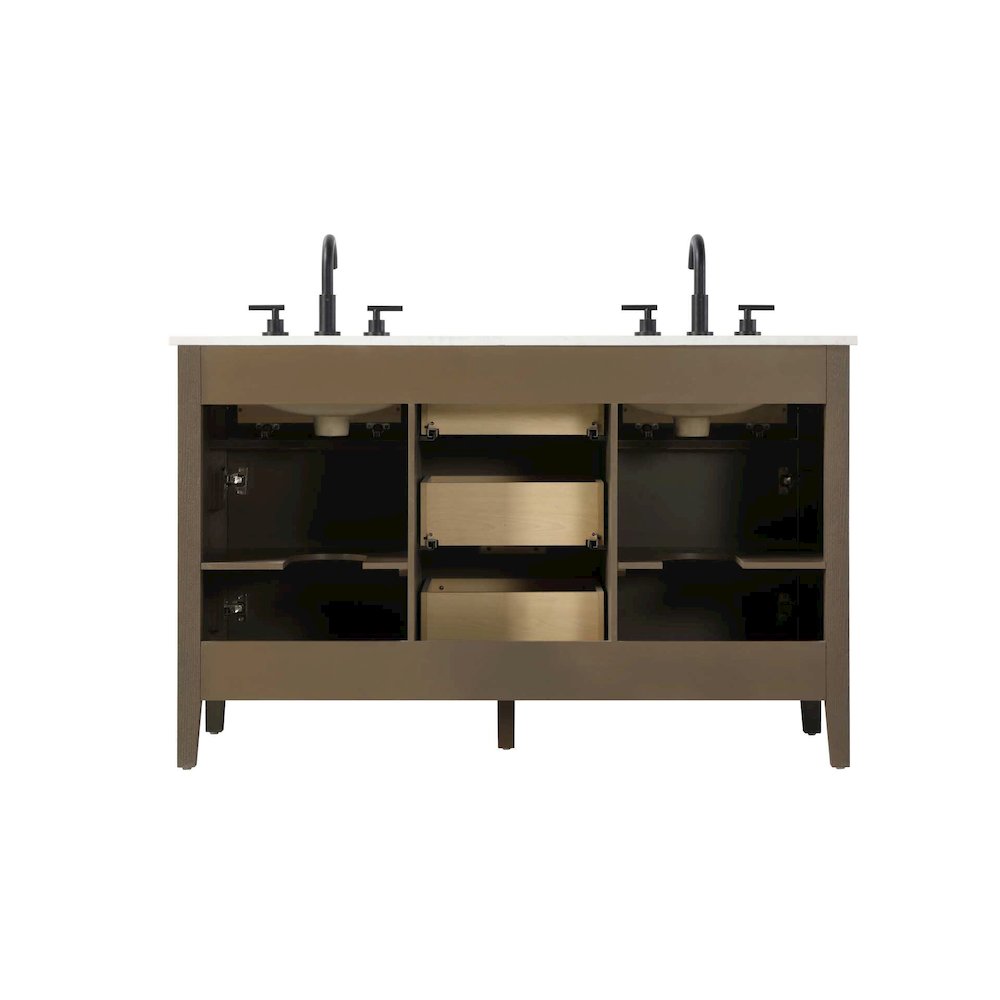 54 inch Double Bathroom Vanity in Chocolate Oak