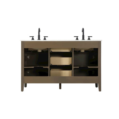 54 inch Double Bathroom Vanity in Chocolate Oak