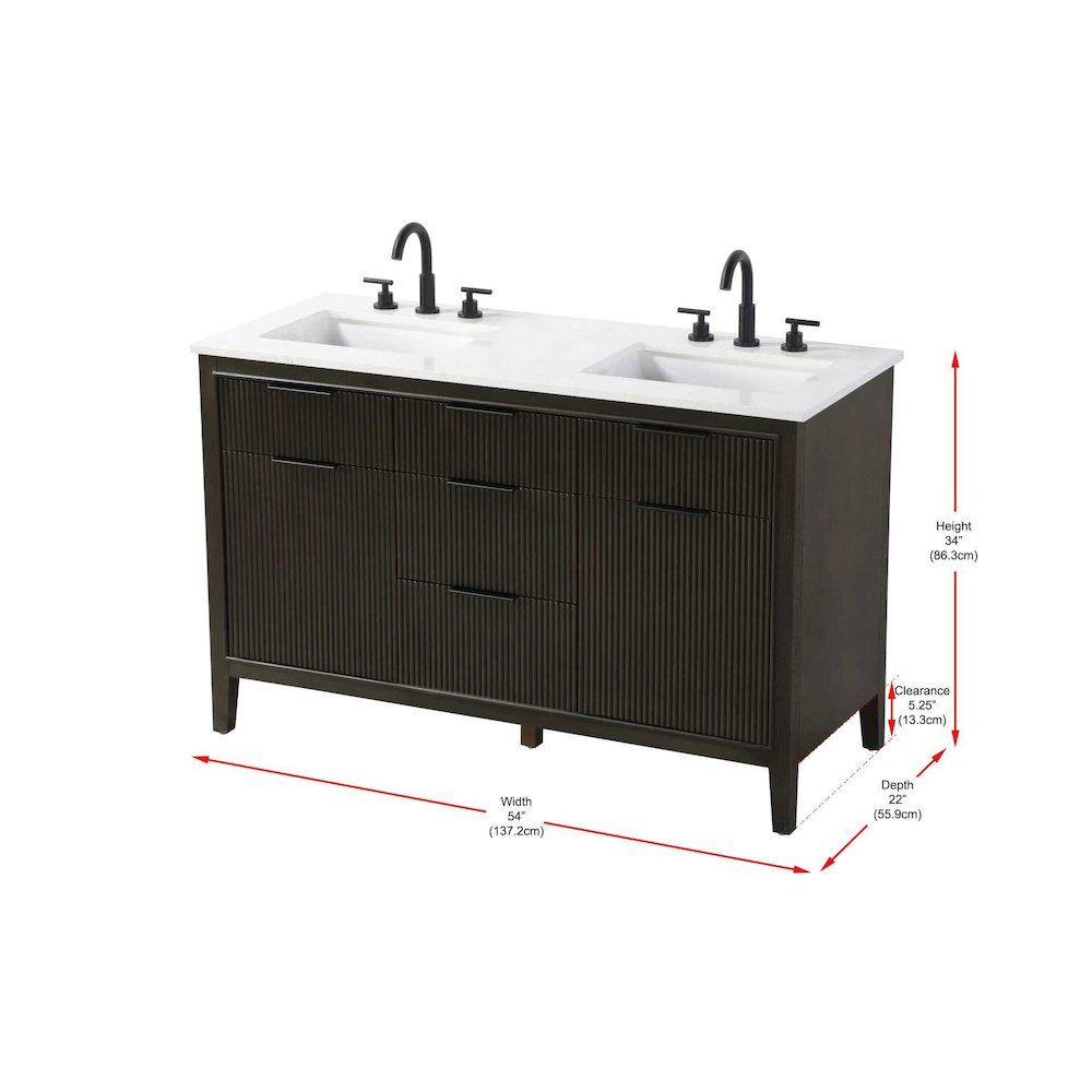 54 inch Double Bathroom Vanity in Chocolate Oak