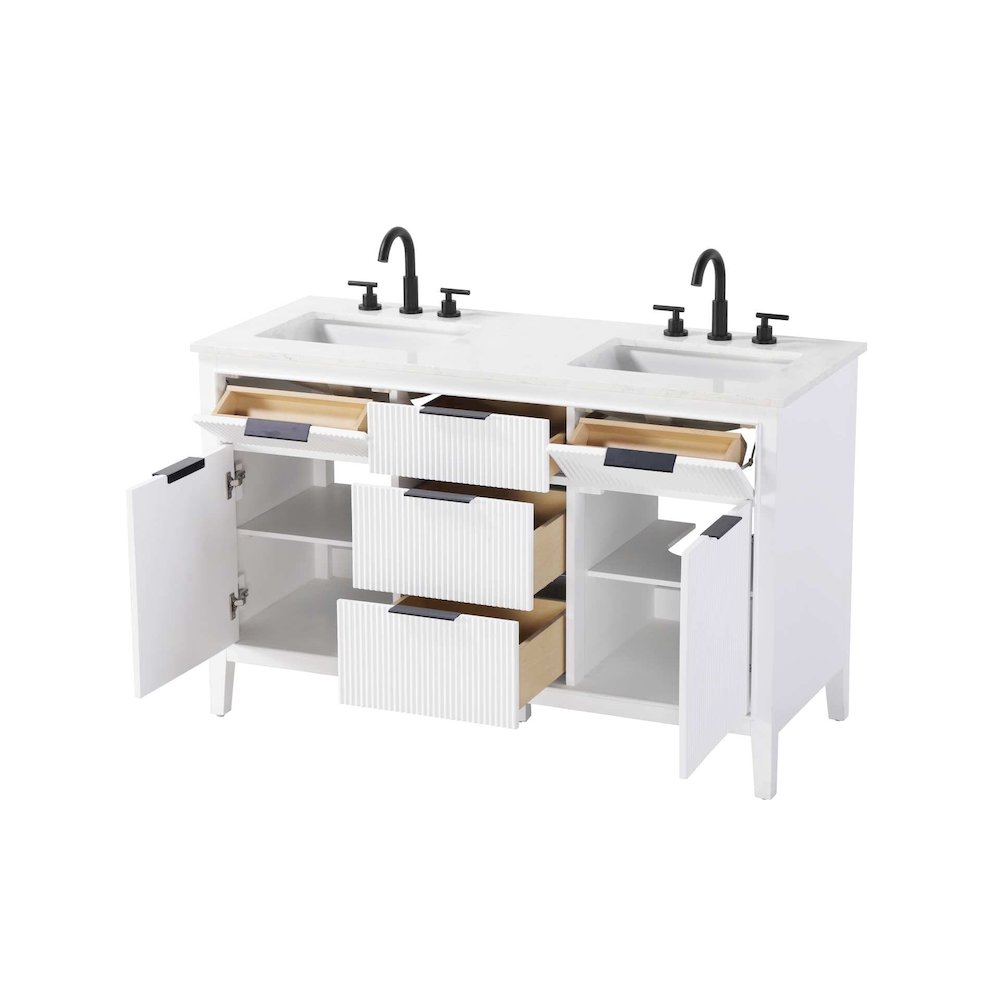 54 inch Double Bathroom Vanity in White