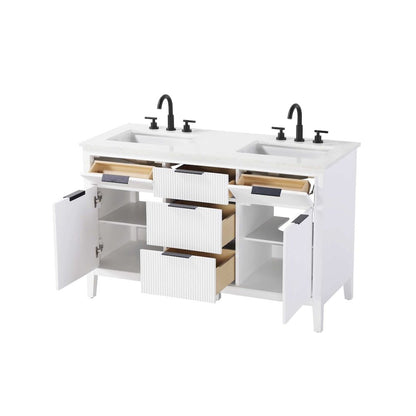 54 inch Double Bathroom Vanity in White
