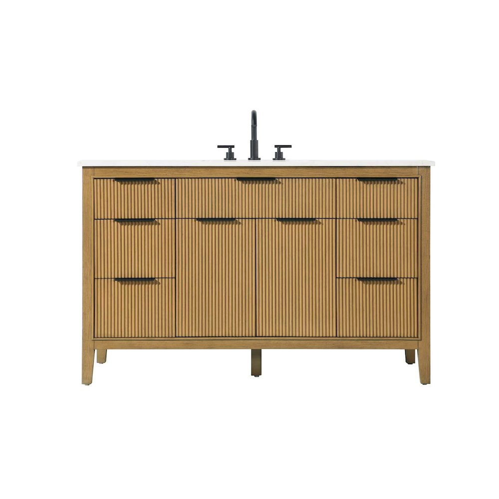 54 inch Single Bathroom Vanity in Honey Teak