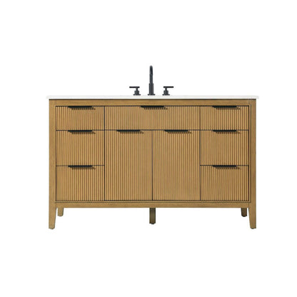54 inch Single Bathroom Vanity in Honey Teak
