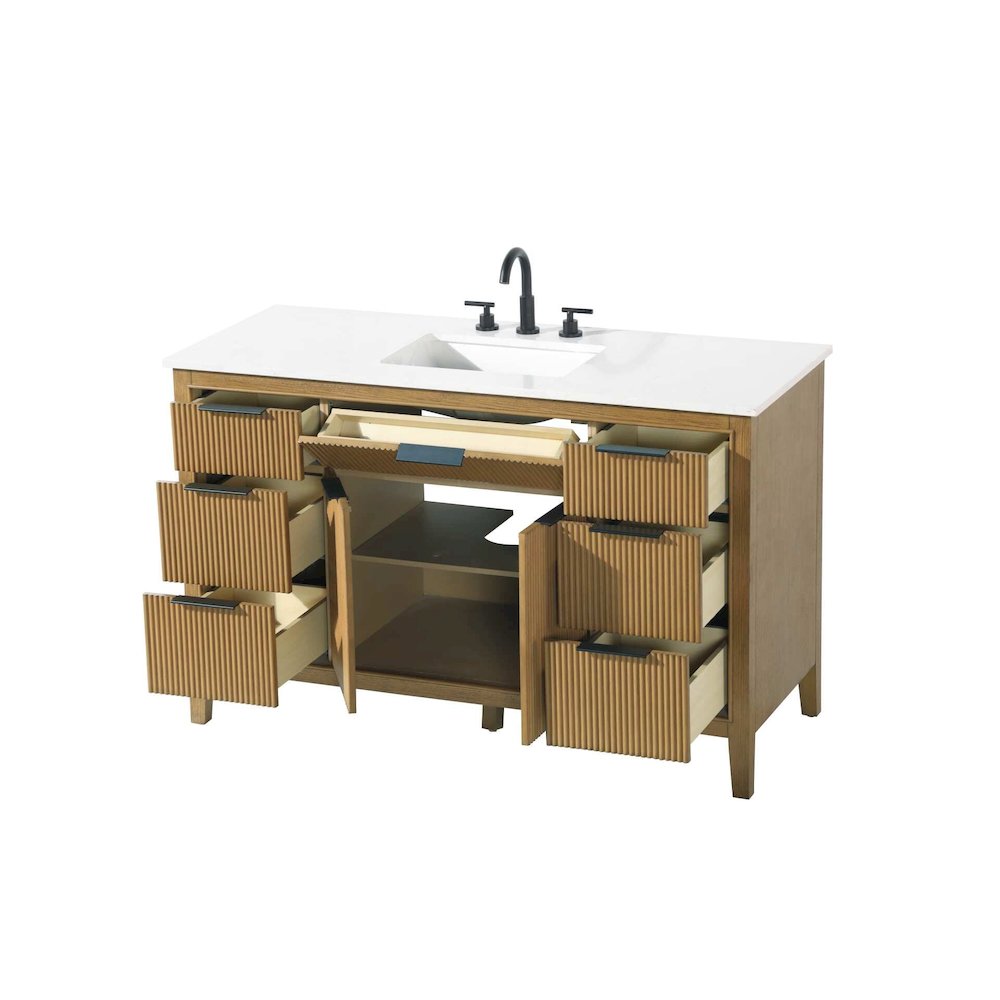 54 inch Single Bathroom Vanity in Honey Teak