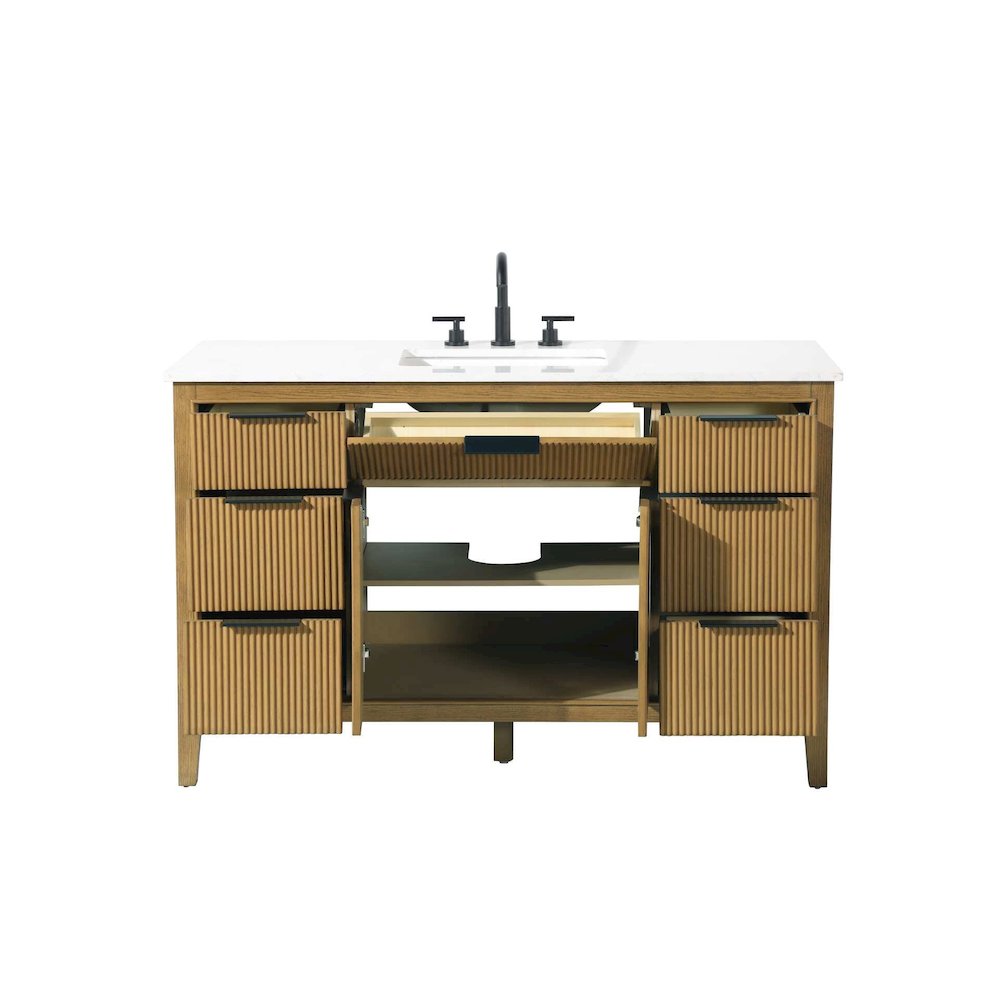 54 inch Single Bathroom Vanity in Honey Teak