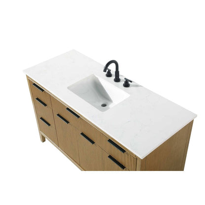 54 inch Single Bathroom Vanity in Honey Teak